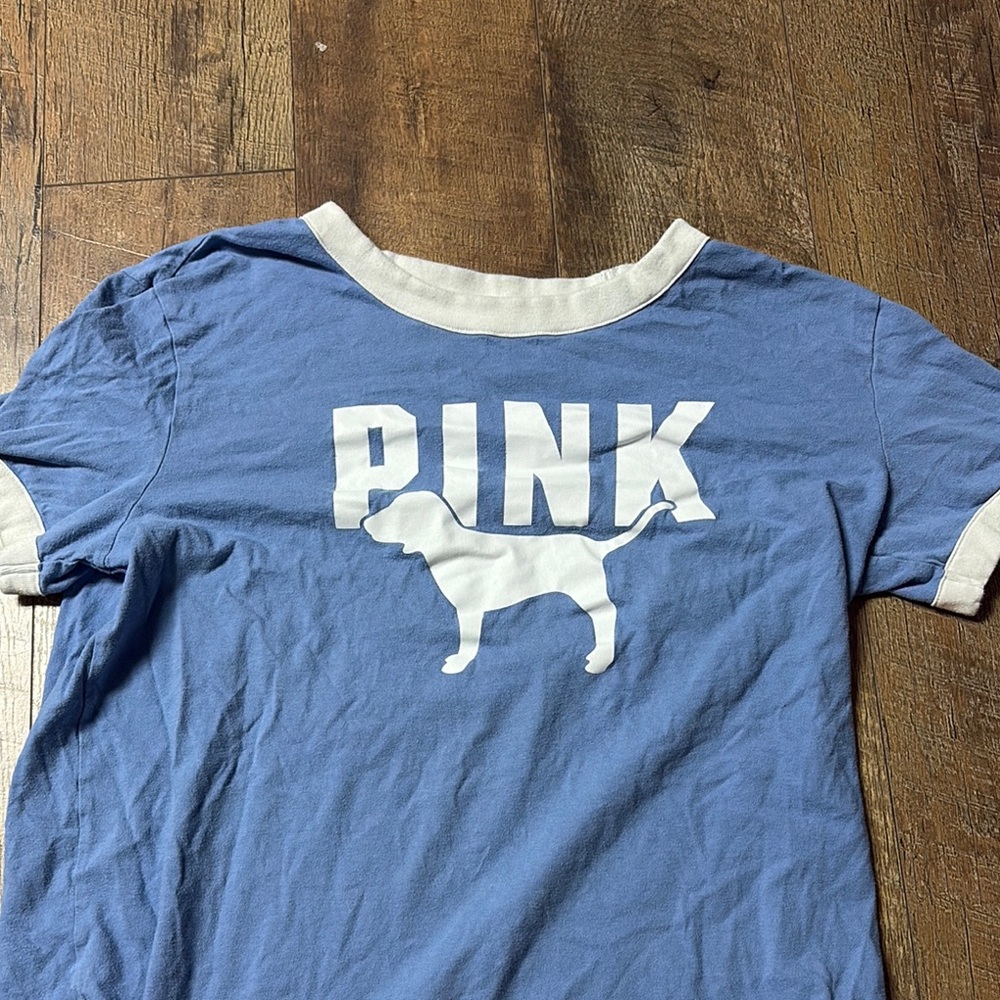 PINK Victoria's Secret Blue Dog T-Shirt